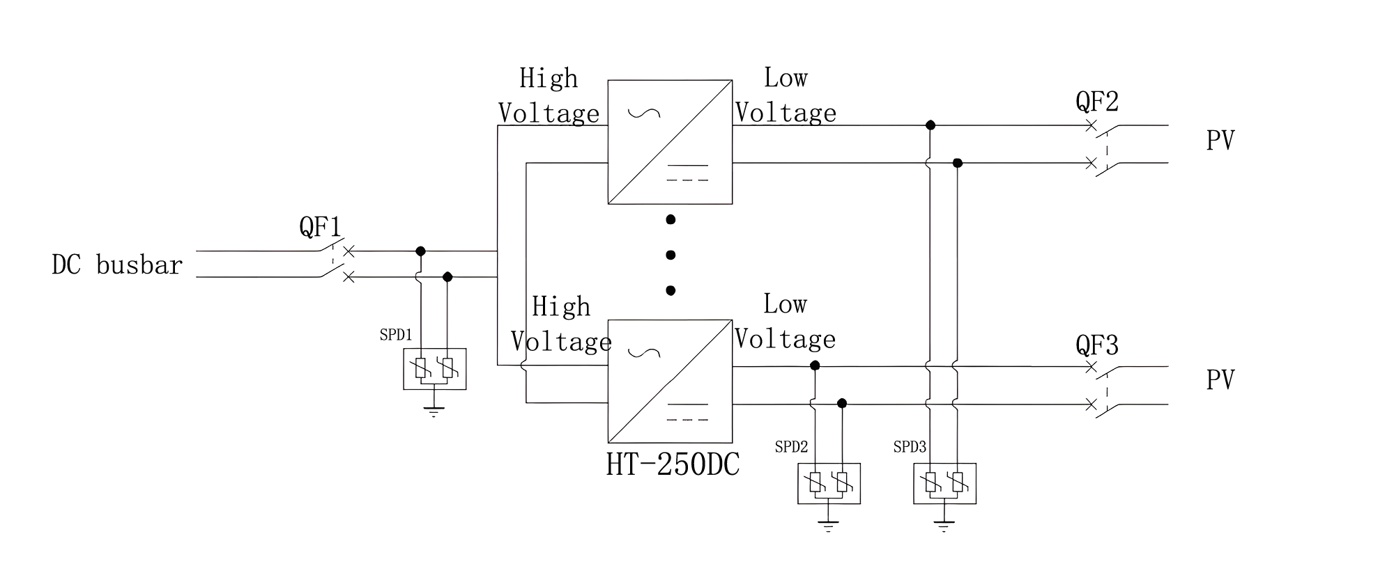 DC-DC Power Supply Module Cabinet Electrical Primary Diagram